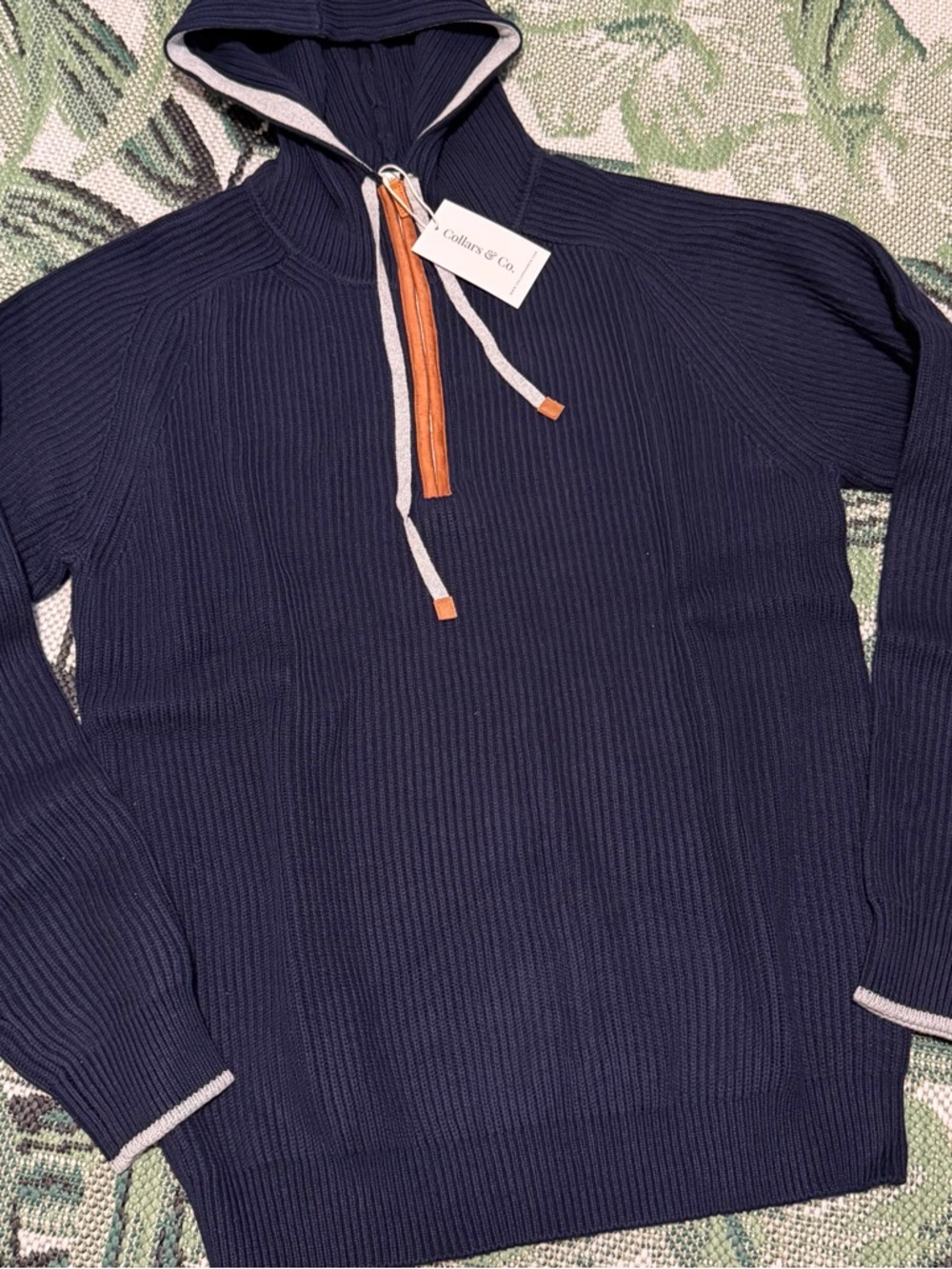 Collars & Co. Holland Quarter Zip Hoodie Sweater Mens Size XL Navy Blue NEW - Picture 2 of 7